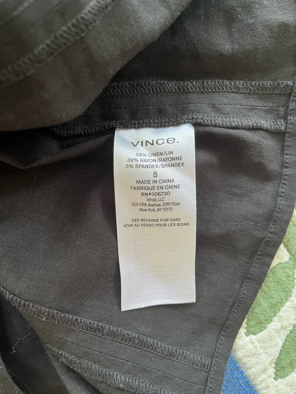 Vince Black Linen Square-Neck Crop Tank